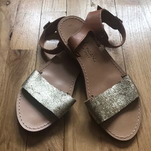 Gold and brown sandals worn once 💛